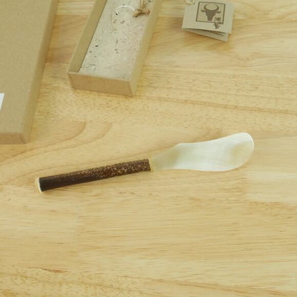 Handmade Bovine Horn Spreader Hostess Gift Cheese Butter Knife Artisan Eclectic - Picture 7 of 13